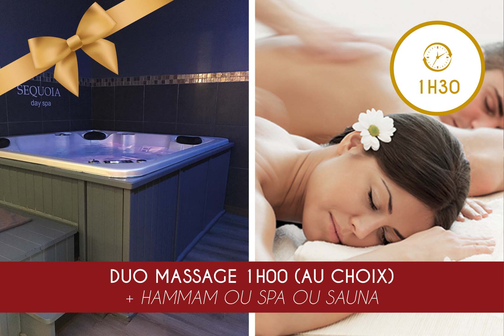 Duo Massage 1h00 (au choix) + Hammam OU Spa OU Sauna