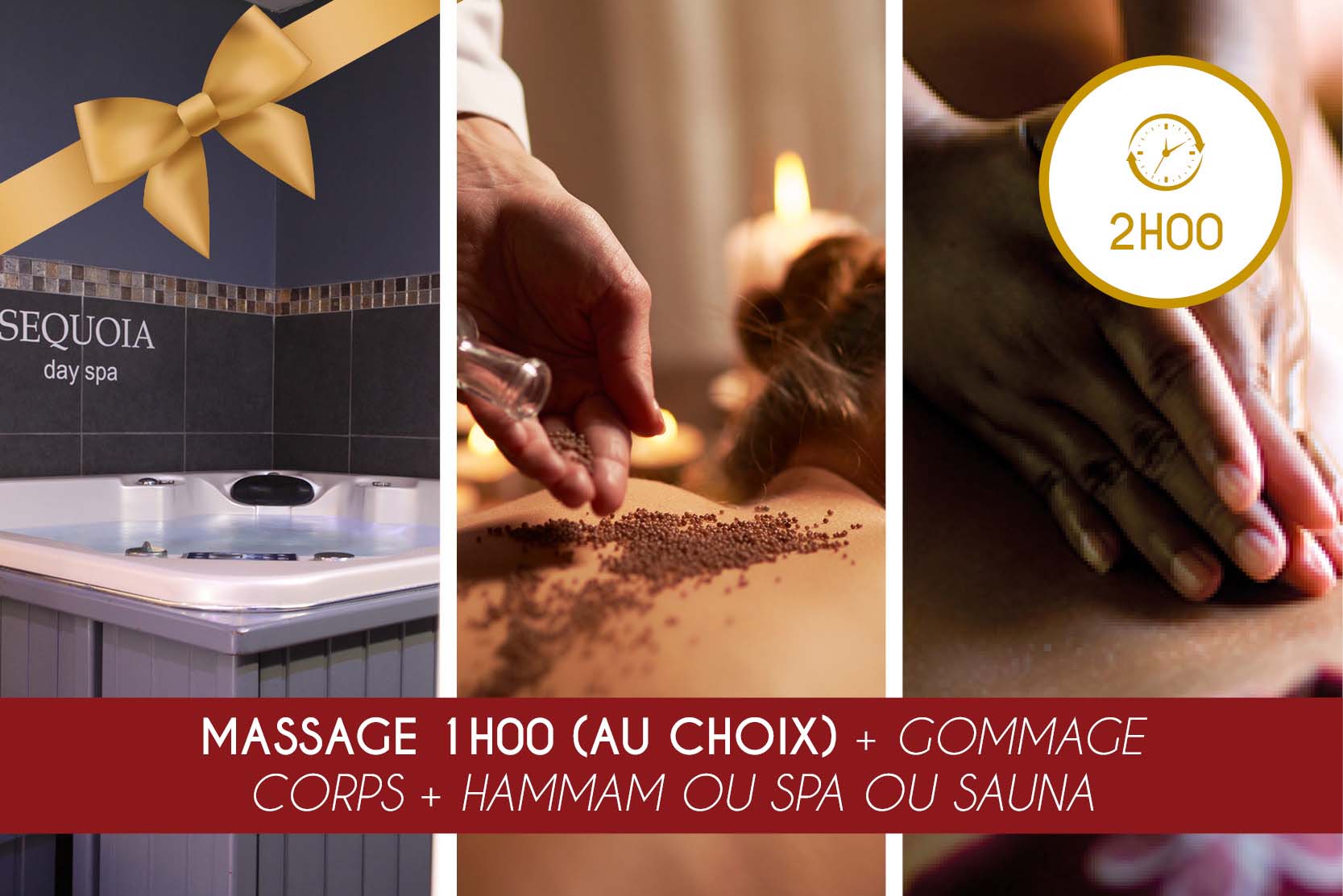 Massage 1h00 (au choix) + Gommage + Hammam OU Spa OU Sauna