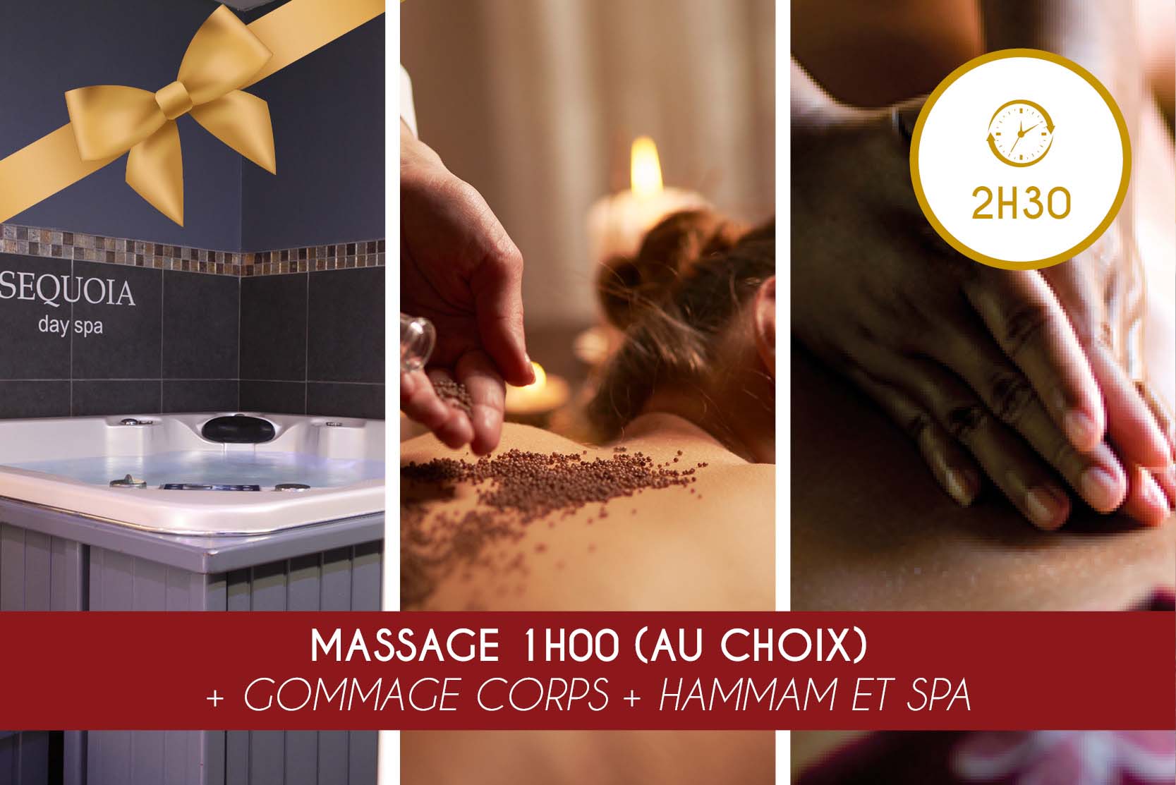 Massage 1h00 (au choix) + Gommage + Hammam ET Spa