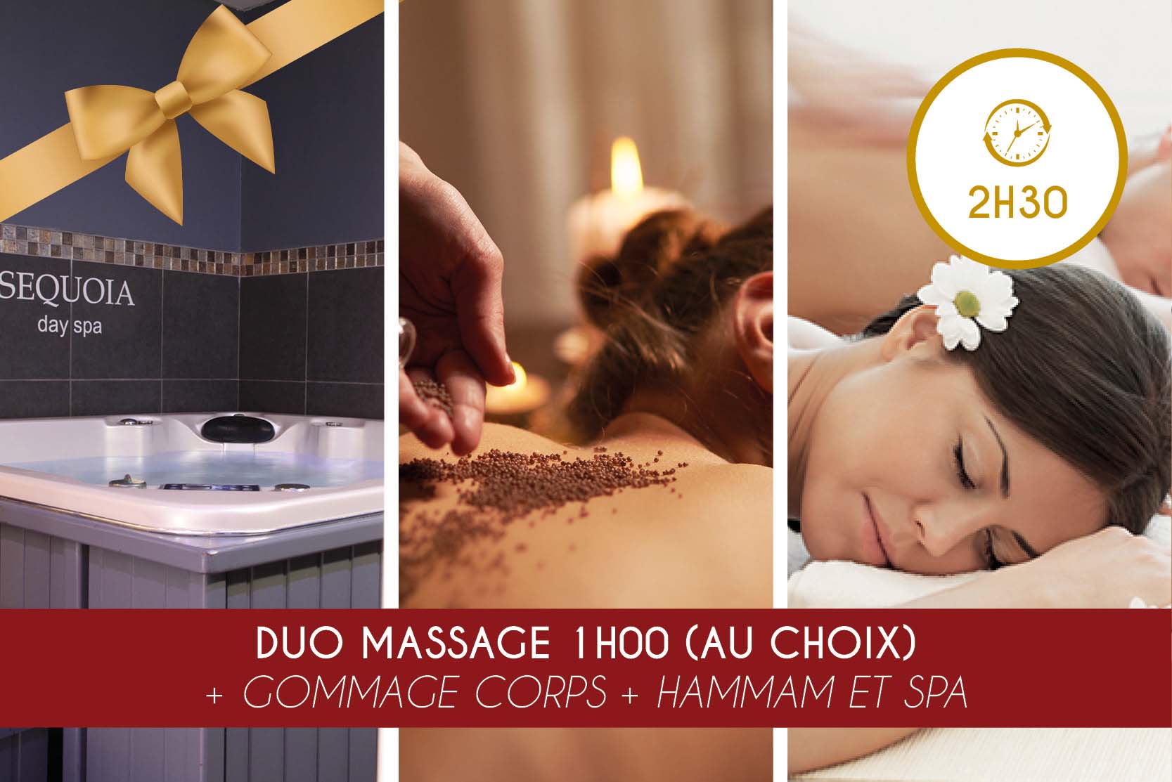 Duo Massage 1h00 (au choix) + Gommage + Hammam ET Spa