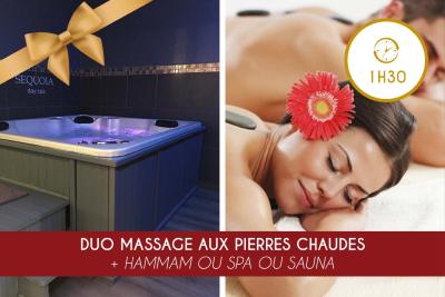 Duo Massage Pierres Chaudes (1h00) + Hammam OU Spa OU Sauna